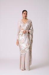 Annika Saree with Blouse - Ivory & Silver
